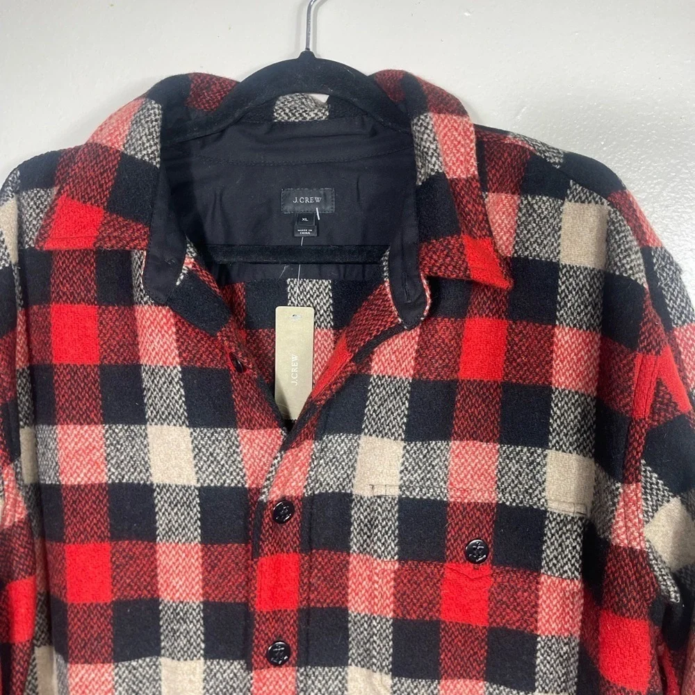 J.Crew BuffaloCheck woolblend button front XL Men’s cabincore camp shirt jacket